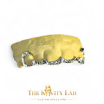 Custom 6pc Curved Front Bar with Diamond Cuts Grillz: 925 Sterling Silver (Free Mold Kit)