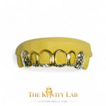 Custom 6pc Two Tones Diamond Cut Tip and Fangs x Open Face Style Grillz: 925 Sterling Silver (Free Mold Kit)
