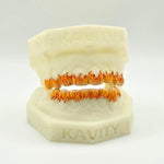Custom 3D Flame Hand-Painted Fire Enamel Grillz: 925 Sterling Silver (Free Mold Kit)