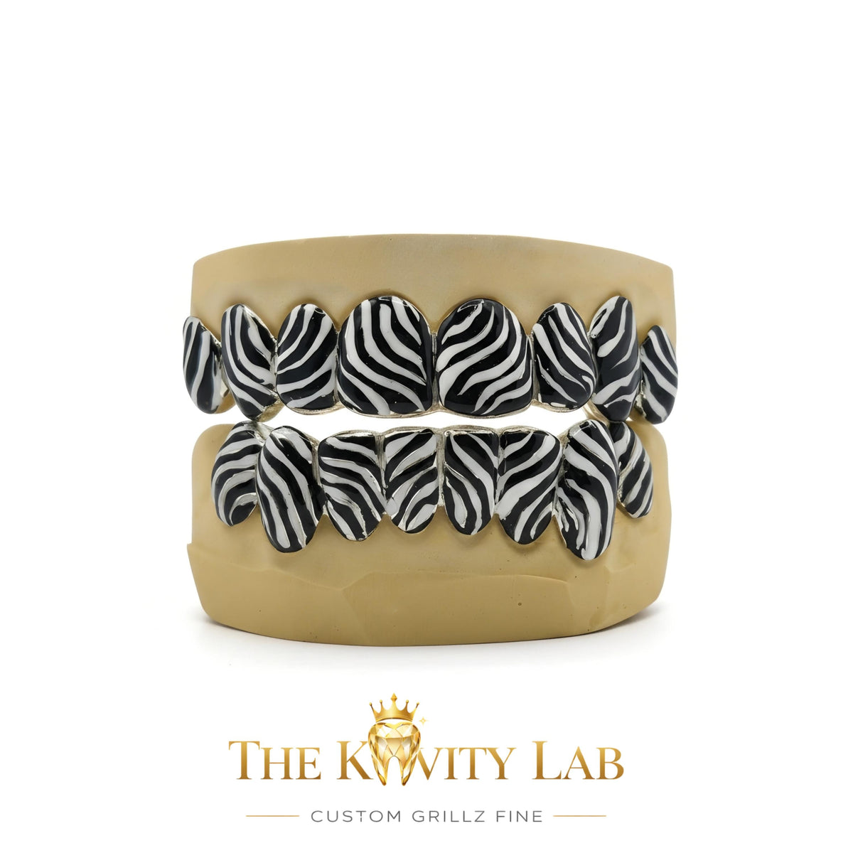 Custom 3D Zebra Stripe with ENAMEL Painting GRILLZ: 925 Sterling Silver (Free Mold Kit)