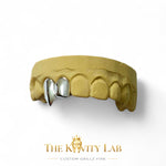 Custom 2pcs Solid & Extended Fangs Grillz: 925 Sterling Silver (Free Mold Kit)