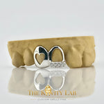 Custom 2pcs Open Heart x Opal Stone Grillz: 925 Sterling Silver (Free Mold Kit)