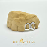 Custom 2pc Open Heart x Open Face Grillz: 925 Sterling Silver (Free Mold Kit)