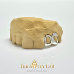 Custom 2pc Open Heart x Open Face Grillz: 925 Sterling Silver (Free Mold Kit)