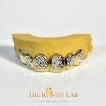 Custom 6pcs Two Tones Diamond Cuts Grillz: 925 Sterling Silver (Free Mold Kit)