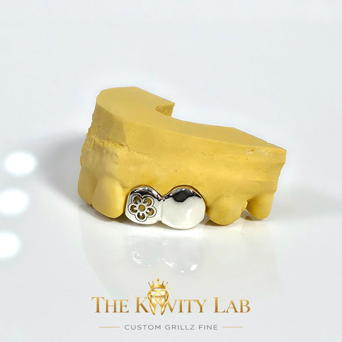 Custom 2pcs Heart Bloom Grillz: 925 Sterling Silver (Free Mold Kit)