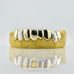 Custom Fit Solid x White Diamond Cuts Grillz: 925 Sterling Silver (Free Mold Kit)