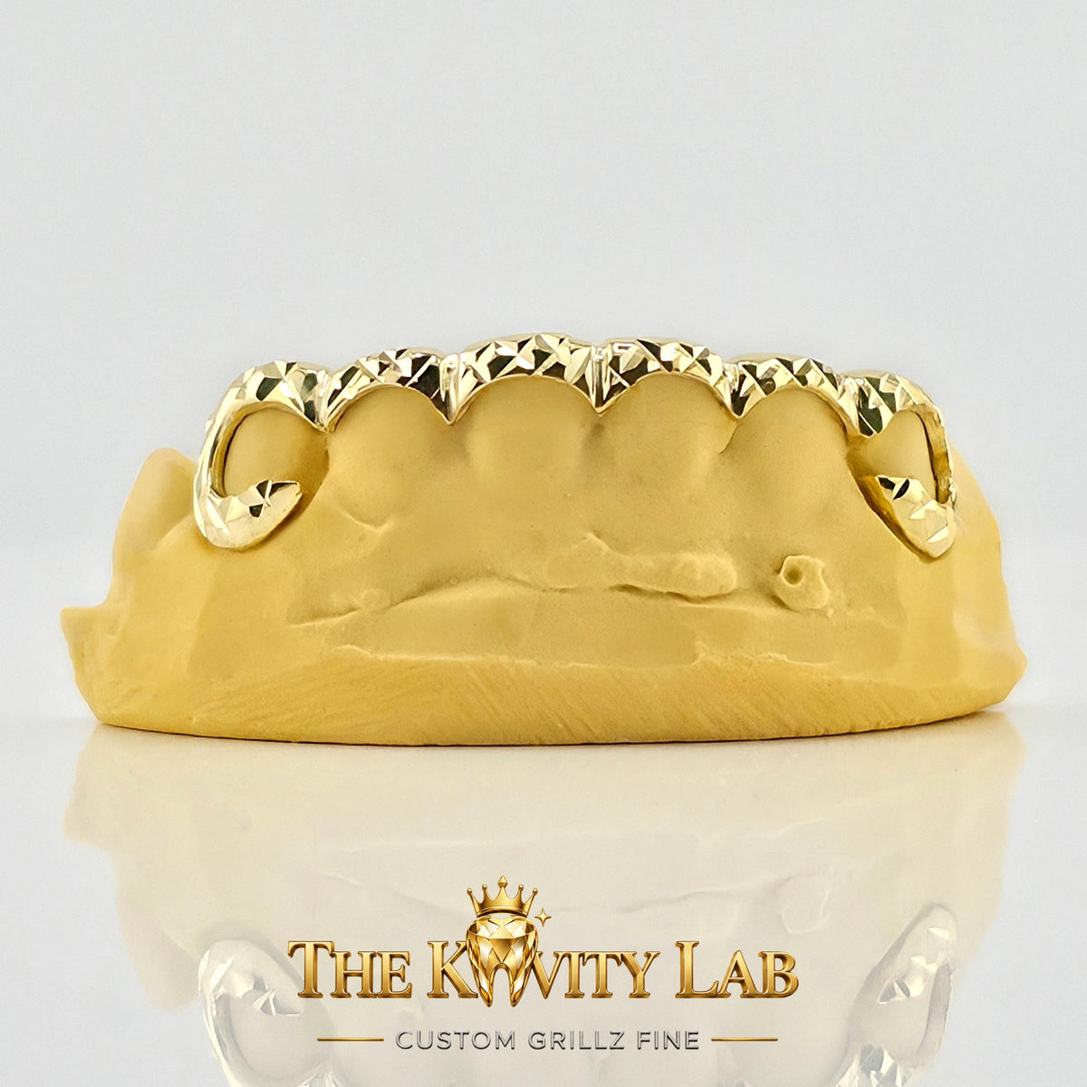 Custom 6pcs Front Bar and Diamond Cuts Grillz: 925 Sterling Silver (Free Mold Kit)