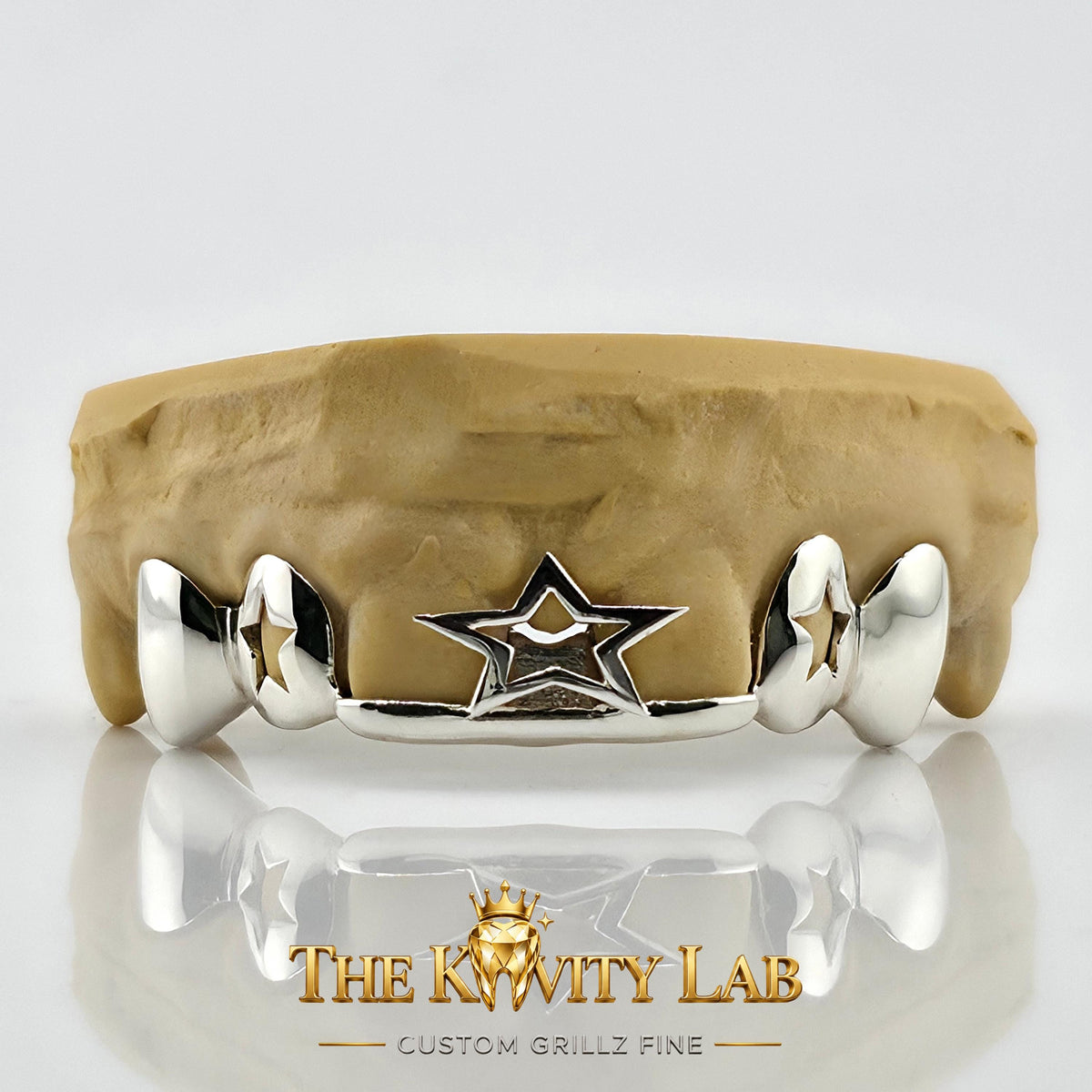 Custom 6pcs 3D Star with Open Star Grillz: 925 Sterling Silver (Free Mold Kit)