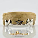 Custom 6pcs 3D Star with Open Star Grillz: 925 Sterling Silver (Free Mold Kit)