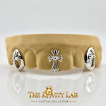 Custom 4pcs 3D Cross Signature Grillz: 925 Sterling Silver (Free Mold Kit)