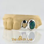 Custom 2pcs Open Heart x Opal Stone Grillz: 925 Sterling Silver (Free Mold Kit)