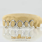 Custom 6pcs Open Face x Diamond Cuts Grillz: 925 Sterling Silver (Free Mold Kit)