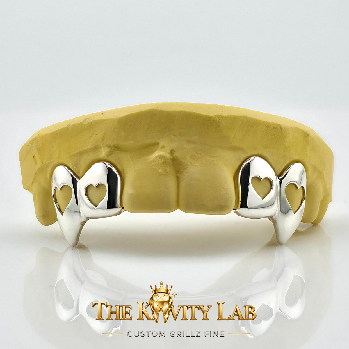 Custom 4pcs Open Hearts Style Grillz: 925 Sterling Silver (Free Mold Kit)