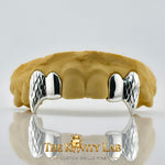 Custom 4pcs Diamond Cuts and Extended Fangs Grillz: 925 Sterling Silver (Free Mold Kit)