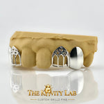 Custom 4pcs Solid x Gothic Window Grillz: 925 Sterling Silver (Free Mold Kit)