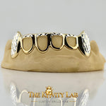 Custom 6pcs Open Face with Diamond Cuts Fangs Grillz: 925 Sterling Silver (Free Mold Kit)