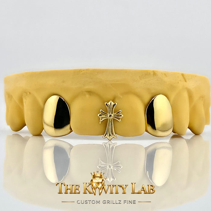 Custom 4pcs Solid Caps and Cross Grillz: 925 Sterling Silver (Free Mold Kit)