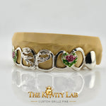 Custom 8pcs Enchanted Rose Vines Open Face Grillz: 925 Sterling Silver (Free Mold Kit)