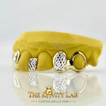 Custom 6pcs Gap Filler x Diamond Cuts Grillz: 925 Sterling Silver (Free Mold Kit)
