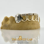 Custom 6pcs Iced Out Front Bar x Diamond Cuts Grillz: 925 Sterling Silver (Free Mold Kit)