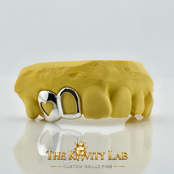 Custom 2pc Open Heart x Open Face Grillz: 925 Sterling Silver (Free Mold Kit)