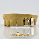 Custom 2pcs Solid x Open Face Grillz: 925 Sterling Silver (Free Mold Kit)