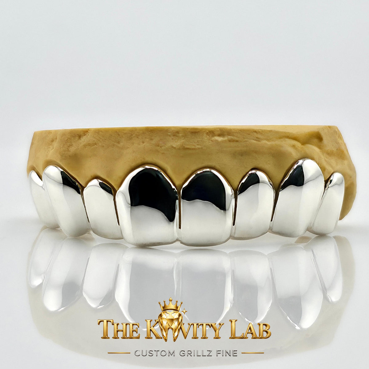 Custom 8pcs Solid Classic with Perm Cuts Grillz: 925 Sterling Silver (Free Mold Kit)