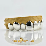 Custom 8pcs Solid Classic with Perm Cuts Grillz: 925 Sterling Silver (Free Mold Kit)