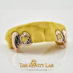 Custom 4pcs Diamond Cuts x Open Hearts Grillz: 925 Sterling Silver (Free Mold Kit)