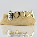 Custom 6pcs Open Face with Diamond Cuts Fangs Grillz: 925 Sterling Silver (Free Mold Kit)