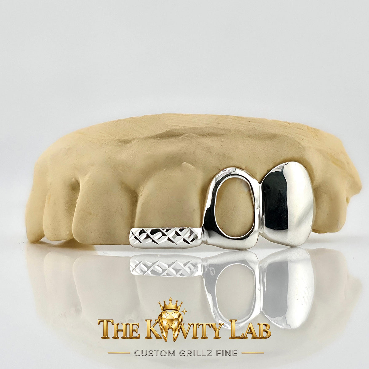 Custom 3pcs Diamond Cuts & Open-Face Grillz : 925 Sterling Silver (Free Mold Kit)