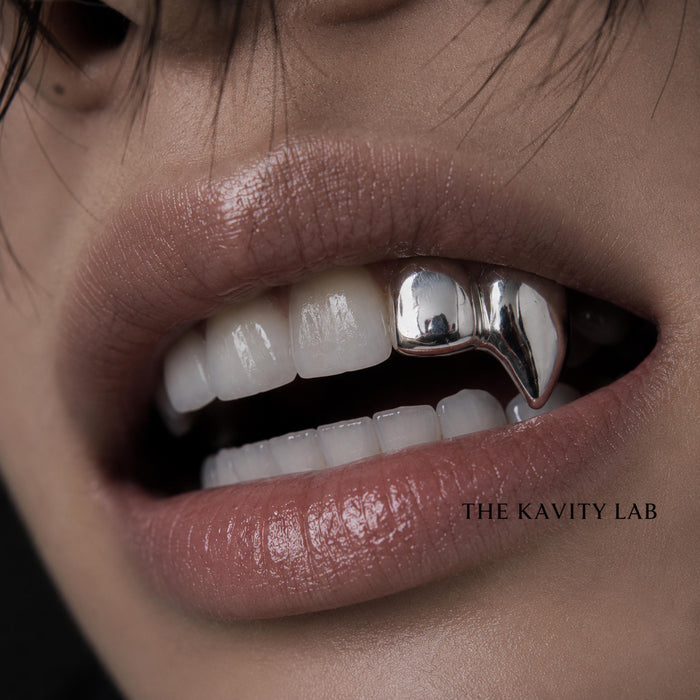 Custom 2pcs Solid & Extended Fangs Grillz: 925 Sterling Silver (Free Mold Kit)