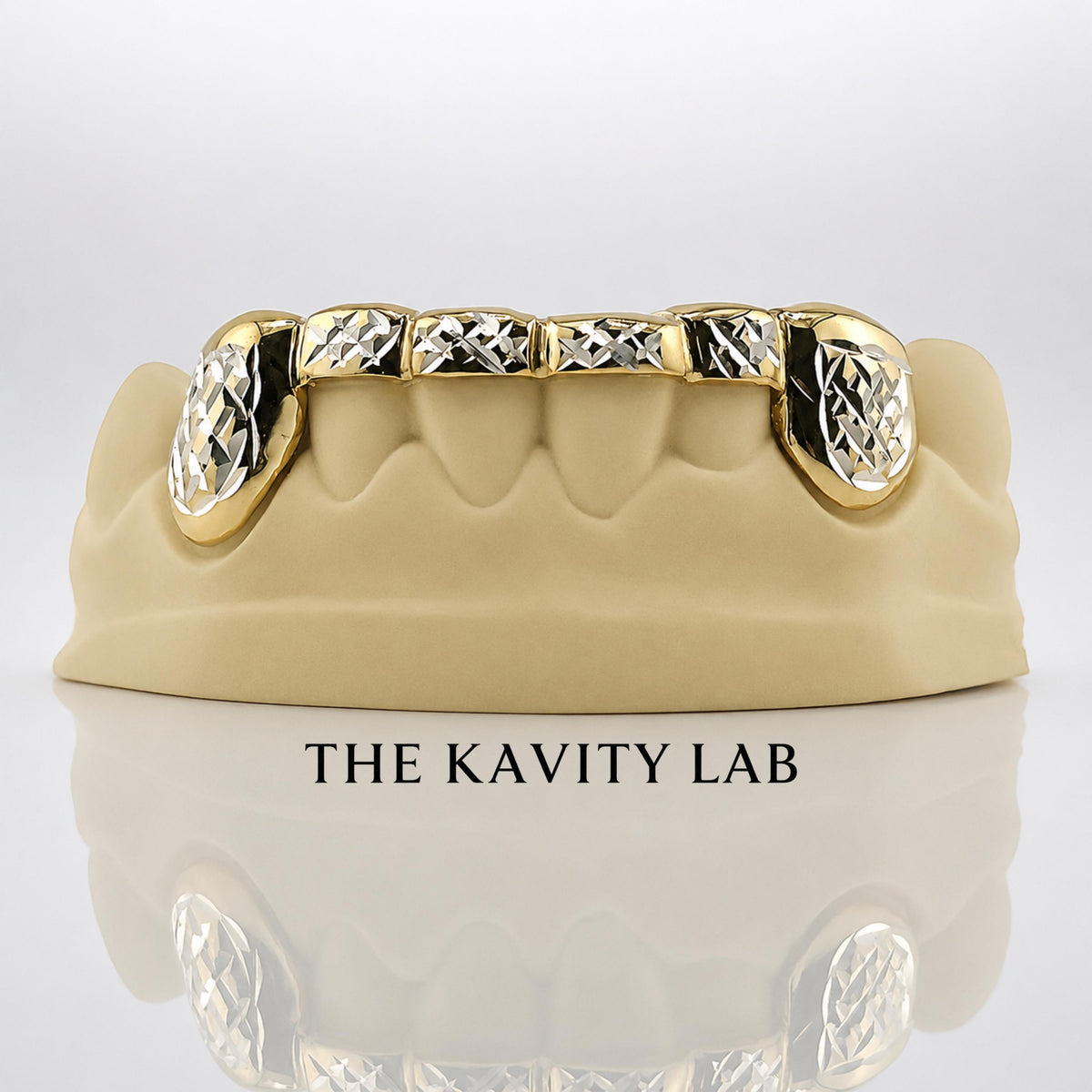 Custom 6pcs White Cut x Front Bar Grillz: 925 Sterling Silver (Free Mold Kit)