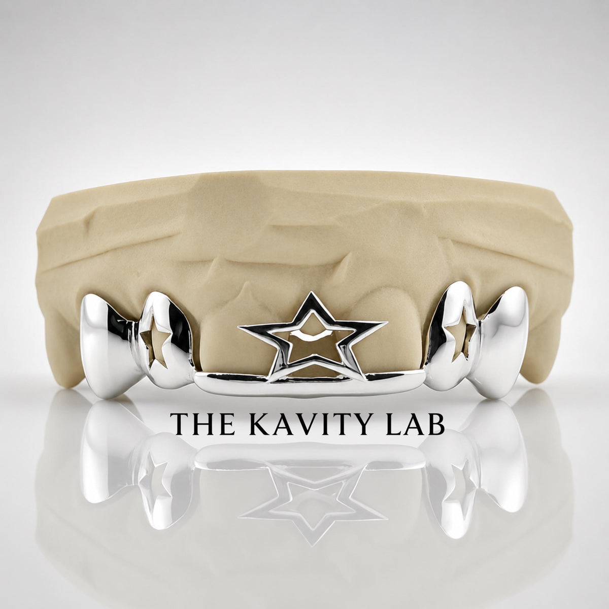 Custom 6pcs 3D Star with Open Star Grillz: 925 Sterling Silver (Free Mold Kit)