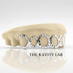 Custom 6pcs Open Face x Diamond Cuts Grillz: 925 Sterling Silver (Free Mold Kit)
