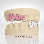 Custom 3pc on 3pc "Good Girl" with Enamel Painting GRILLZ: 925 Sterling Silver (Free Mold Kit)