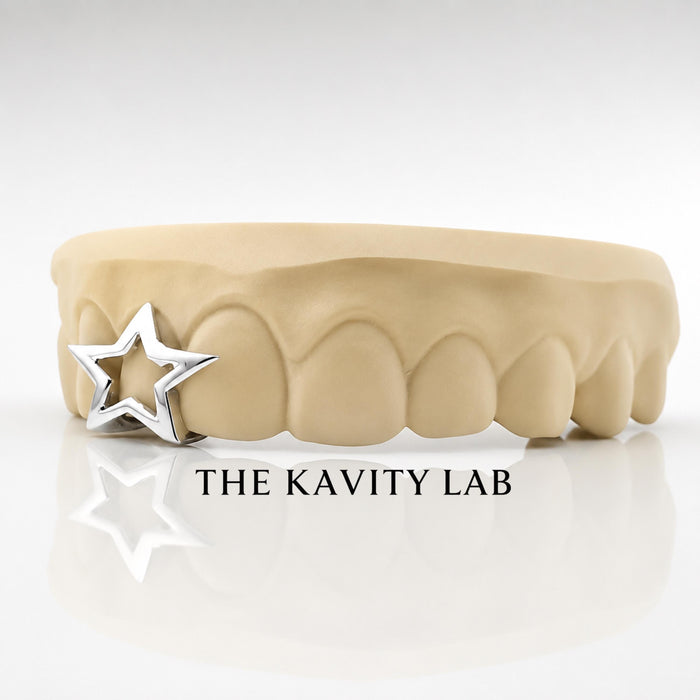 Custom 3pcs with 3D Star Design Grillz: 925 Sterling Silver (Free Mold Kit)