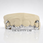 Custom 6pc Curved Front Bar with Diamond Cuts Grillz: 925 Sterling Silver (Free Mold Kit)