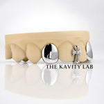 Custom 4pcs Solid Caps and Cross Grillz: 925 Sterling Silver (Free Mold Kit)