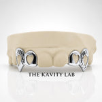Custom 4pc Open Hearts x Diamond Cuts Fangs Grillz: 925 Sterling Silver (Free Mold Kit)