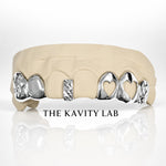 Custom 8pc Gap Filler x Open Hearts and Diamond Cut Grillz: 925 Sterling Silver (Free Mold Kit)