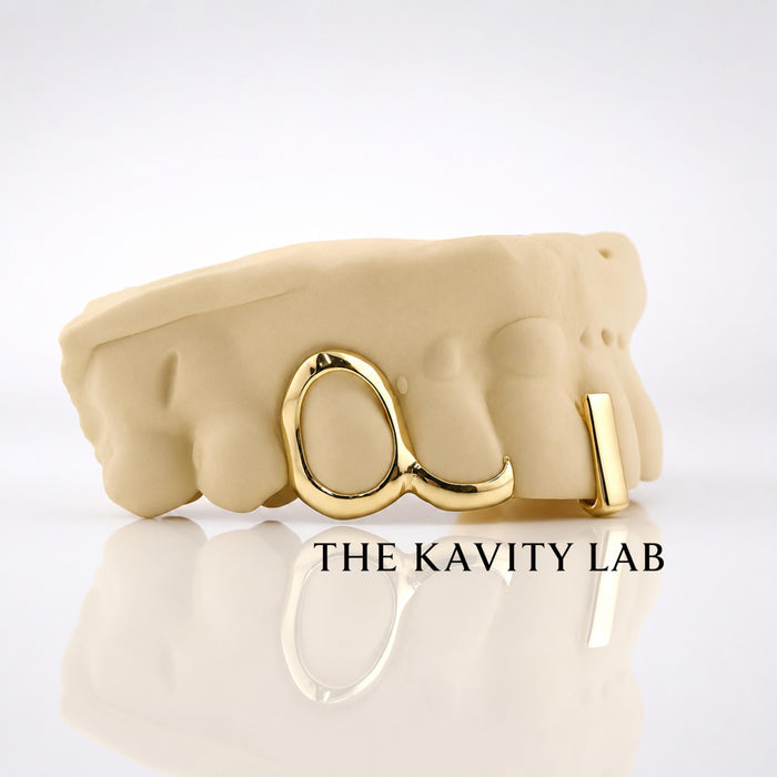 Custom 3pcs Open Face with Gap Filled Grillz: 925 Sterling Silver (Free Mold Kit)