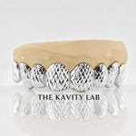 Custom 6pcs Full Diamond Cuts Grillz: 925 Sterling Silver (Free Mold Kit)
