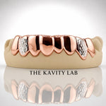 Custom 8pcs Solid x White Diamond Cuts Grillz: 925 Sterling Silver (Free Mold Kit)