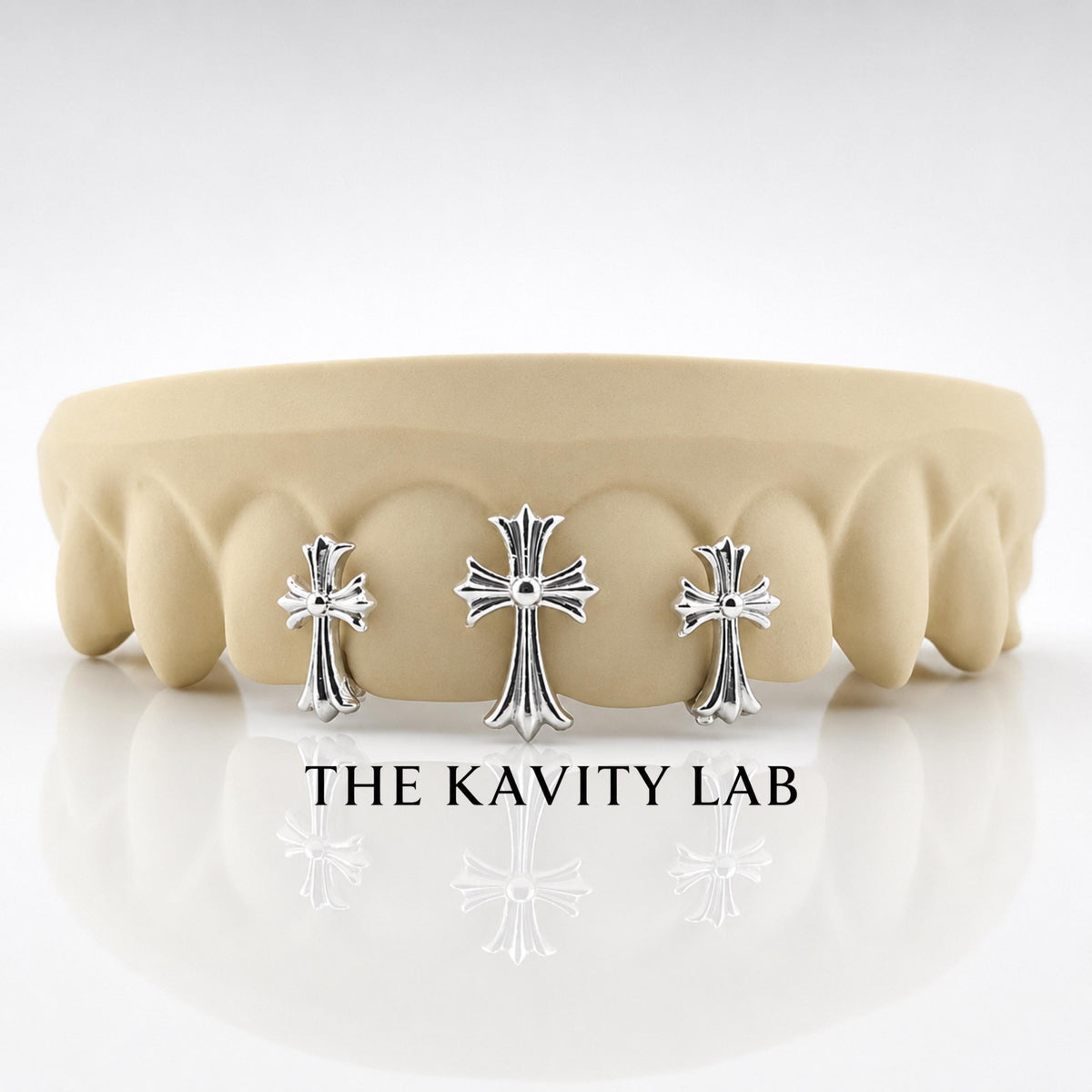 Custom 4pcs 3D Cross Trio Grillz: 925 Sterling Silver (Free Mold Kit)