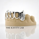 Custom 6pcs Open Face with Cuts and Extended Fangs Grillz: 925 Sterling Silver (Free Mold Kit)