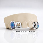 Custom 4pcs Opal & Heart Cutout Fangs: 925 Sterling Silver (Free Mold Kit)