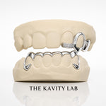 Custom 3on6 Moissanite Fang and Front Bar Grillz: 925 Sterling Silver (Free Mold Kit)