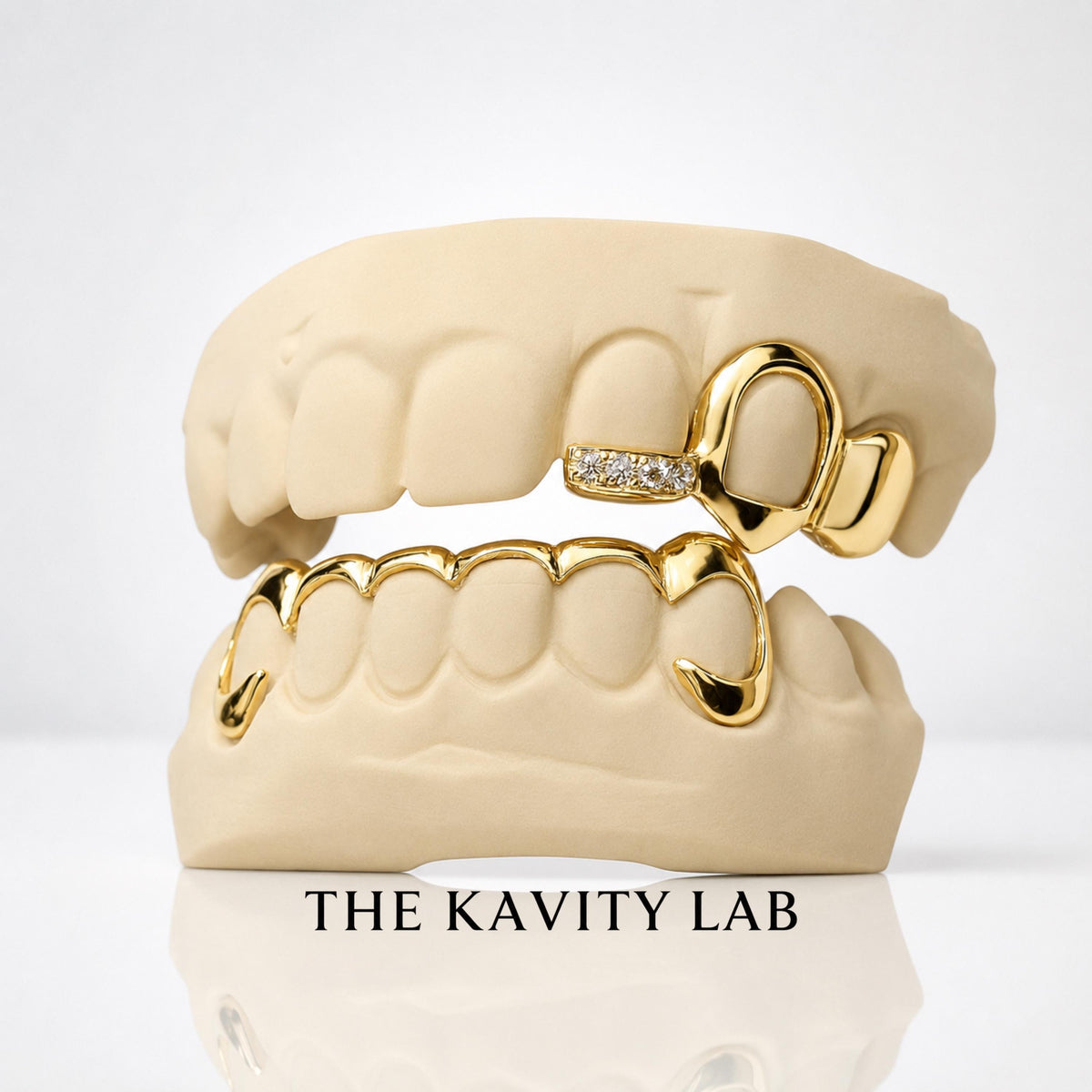 Custom 3on6 Moissanite Fang and Front Bar Grillz: 925 Sterling Silver (Free Mold Kit)